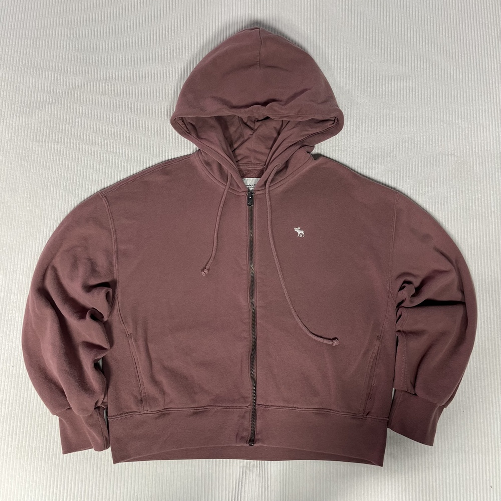 Y2k Abercrombie & Fitch Hoodie Womens M Pink Soft A&F Full Zip Fleece Pockets